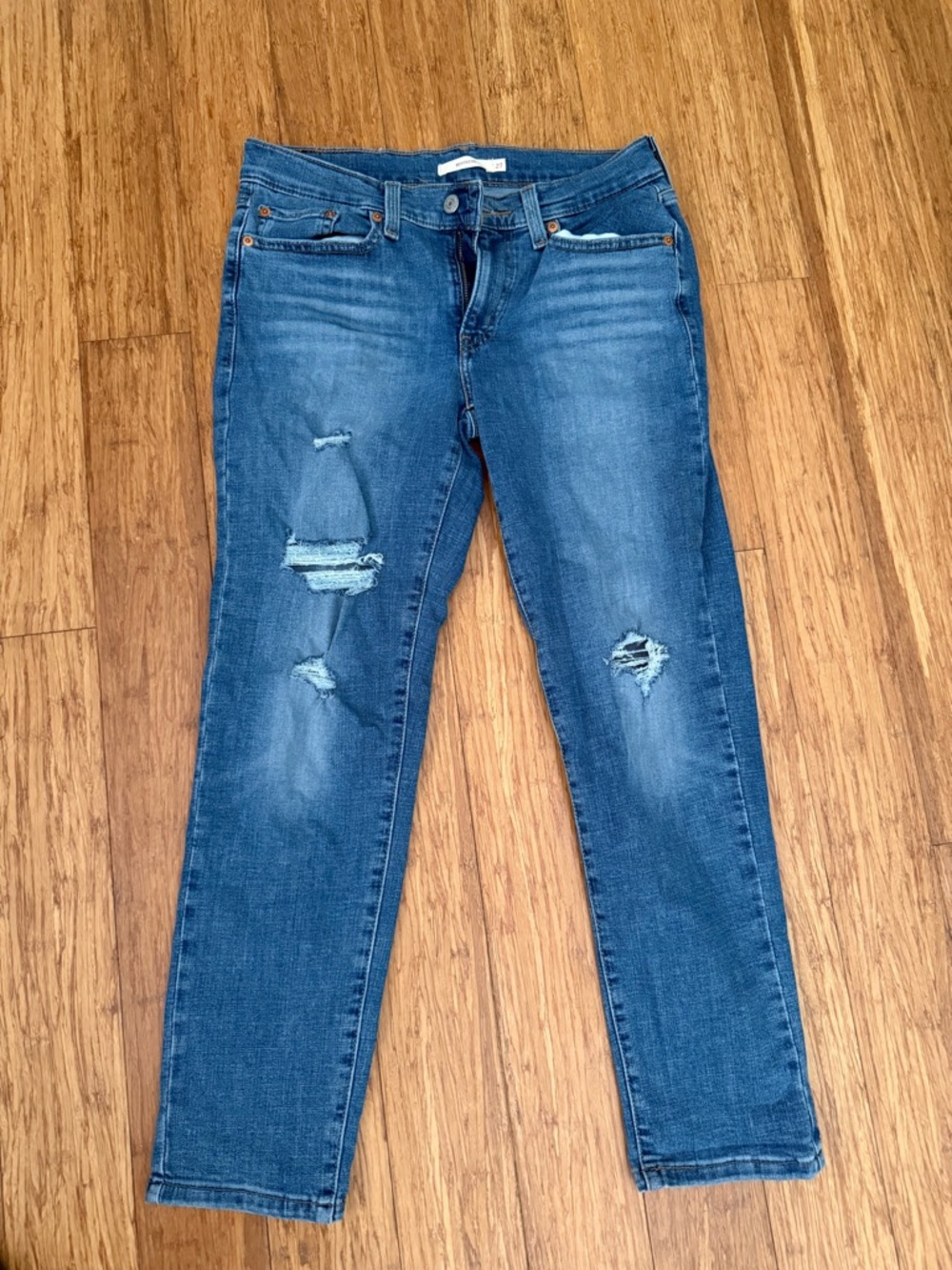 Levi's Blue Distressed Boyfriend Jeans